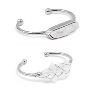 KINSLEY ARMELLE SILVER QUARTZ BRACELET BANGLE BUNDLE OF 2